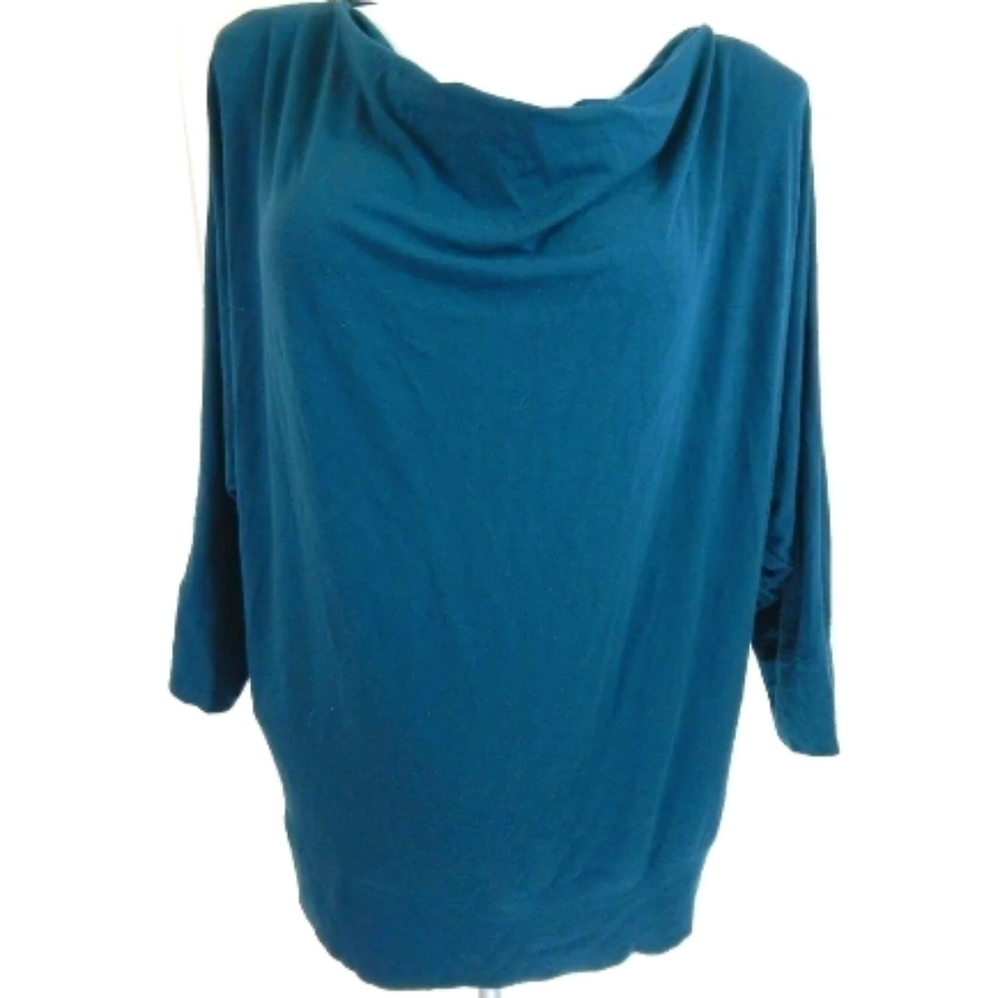 Eileen Fisher Green Draped Neck Dolman Top